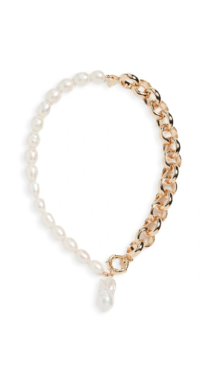 Shop Eliou Aleko Necklace In Gold/pearl
