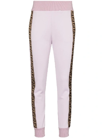 Shop Fendi Rama Logo-stripe Track Pants In Pink