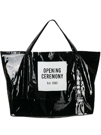 Shop Opening Ceremony Giant Box Logo Tote Bag In Black