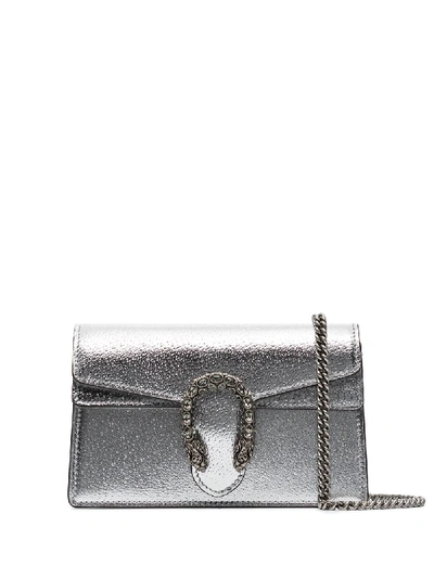 Shop Gucci Dionysus Super Mini Bag In Silver