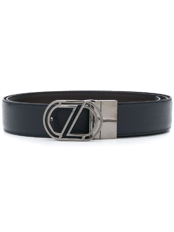 Ermenegildo Zegna Engraved Logo Buckle Belt In Black | ModeSens