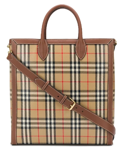 Shop Burberry Vintage Check Tote In Neutrals
