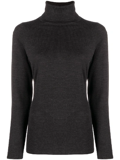 Shop Allude Fine Knit Roll Neck Jumper In Grey