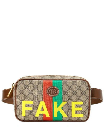 Shop Gucci Fake Print Belt Bag In Neutrals