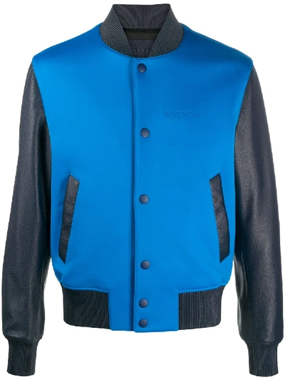Shop Givenchy Two-tone Varsity Jacket In Blue