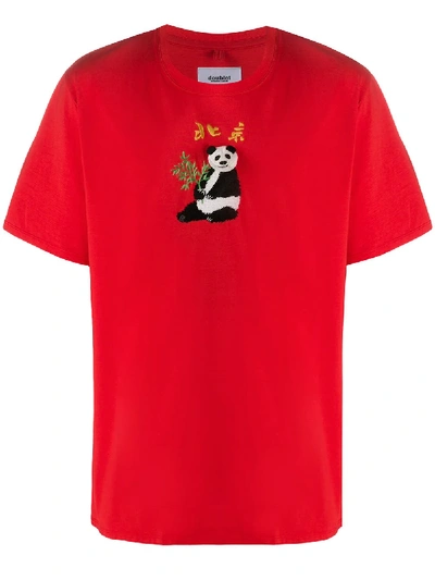 Shop Doublet Giant Panda Embroidered T-shirt In Red
