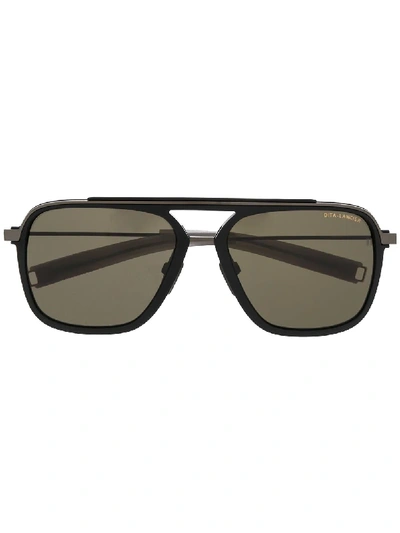 Shop Dita Eyewear Lancier Pilot-frame Sunglasses In Black
