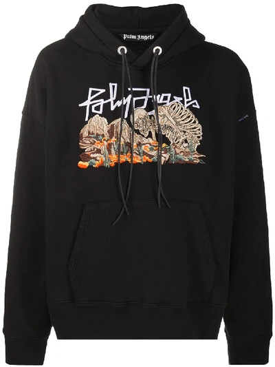 Shop Palm Angels Kapuzenpullover Mit "desert Skull"-stickerei In Black