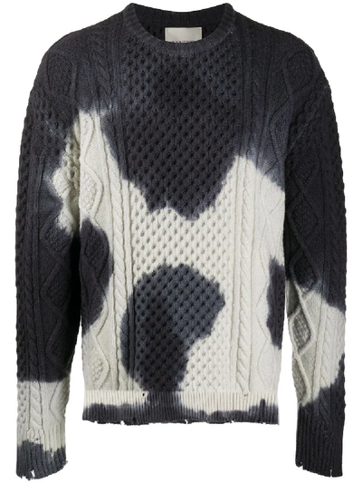 Shop Laneus Tie-dye Multi-knit Jumper In Grey