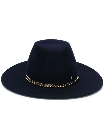 Shop Maison Michel Chain-detail Fedora Hat In Blue