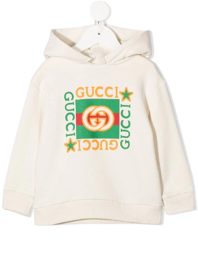 Gucci White Sweatshirt With Frontal Print In Neutrals