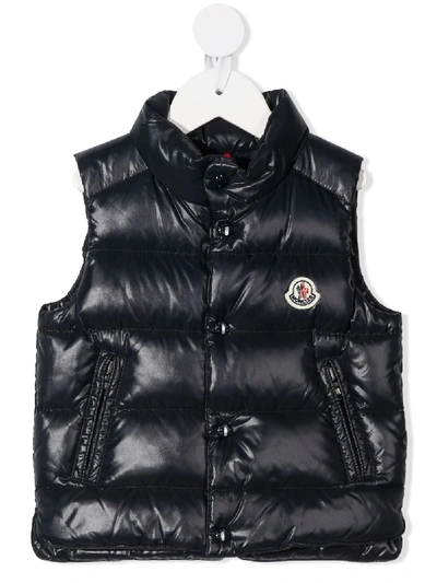 Shop Moncler Logo Padded Gilet Jacket In Blue