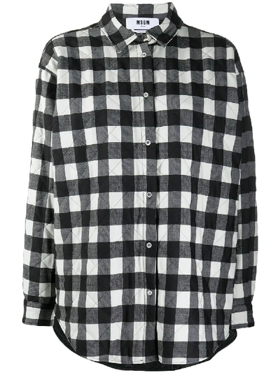 Shop Msgm Quilted Plaid Shirt In Black
