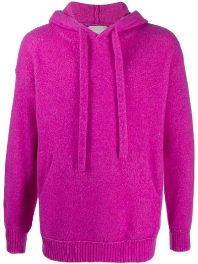 Shop Laneus Knitted Drawstring Hoodie In Pink