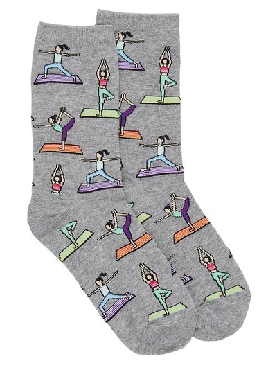 Shop Hot Sox Yoga Crew Socks In Sweatshirt Grey