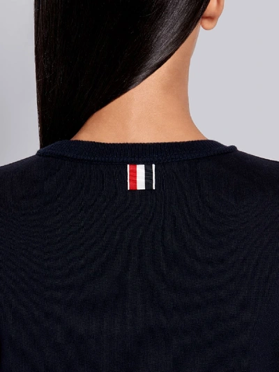 Shop Thom Browne Navy Classic Loopback Tonal 4-bar Crewneck Sweater Dress In Blue