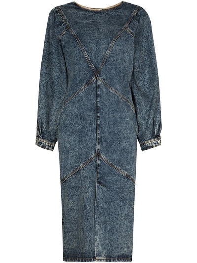 Shop Isabel Marant Acid-effect Puff-sleeve Dress In Blue