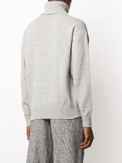 Shop Off-white Embroidered Logo Roll Neck Jumper In Grey