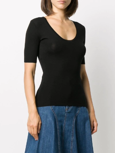 Shop Gucci Scoop-neck Knitted Top In Black