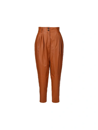 Shop Dolce & Gabbana Leather Pants In Tabacco