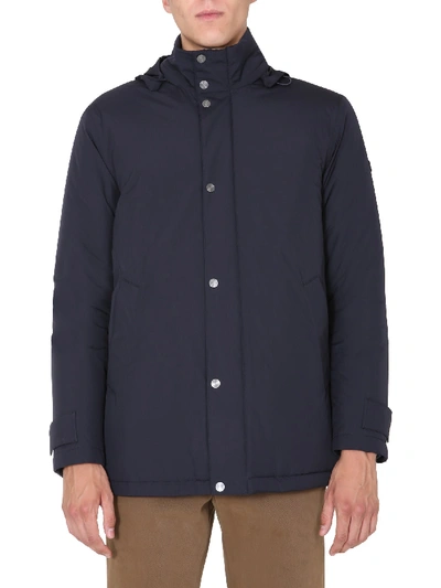 Shop Z Zegna Hooded Trench In Blu
