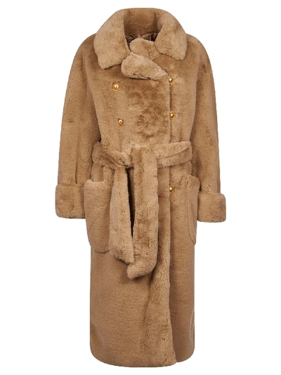Shop Alexandre Vauthier Double-breasted Fur Coat In Beige