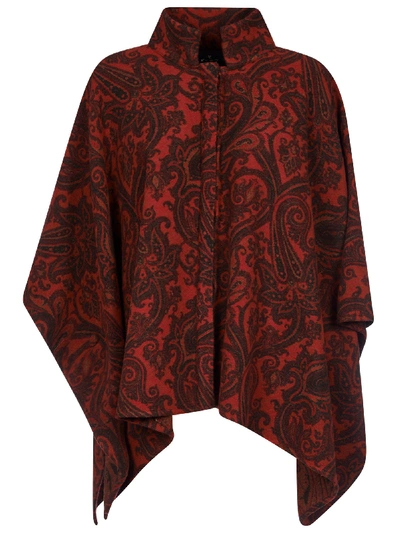 Shop Etro Paisley Poncho In Red