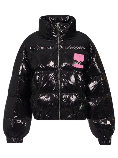 Shop Chiara Ferragni Metal Nylon Puffer Jacket In Black