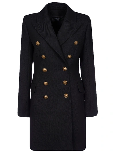 Shop Balmain Classic Double-breasted Coat In Black