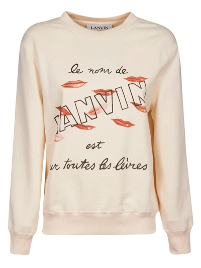 Shop Lanvin Lip Printed Sweatshirt In Ecru