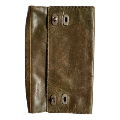 Pre-owned Royal Republiq Leather Clutch Bag In Khaki