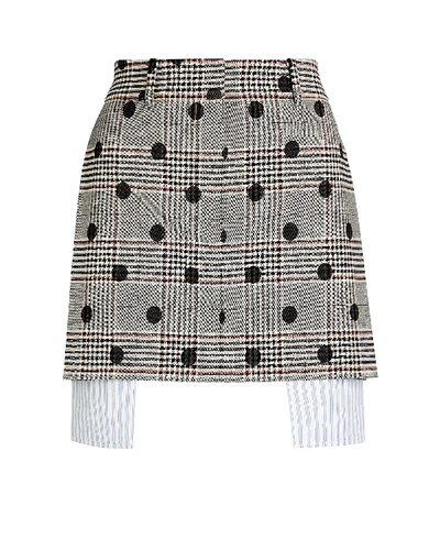 Shop Monse Polka Dot Plaid Mini Skirt In Grey