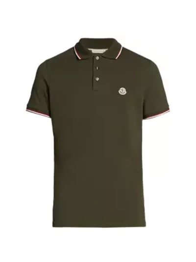 Shop Moncler Zip-front Polo Shirt In Olive