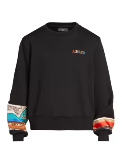 Shop Amiri Olde English Scarf-print Sweatshirt In Black