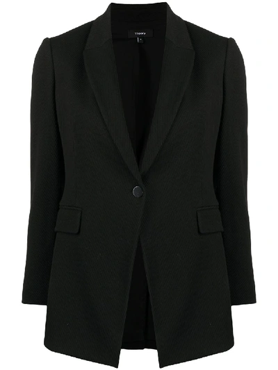 Shop Theory Crop Sleeve Buttoned Blazer In Black