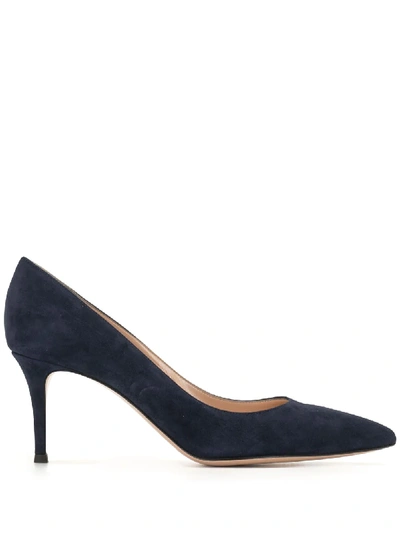 Shop Gianvito Rossi 70 Pointed-toe Pumps In Blue
