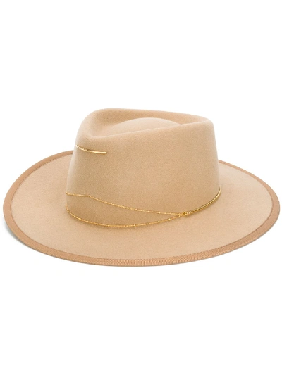 Shop Van Palma Anna Bead Detail Hat In Neutrals