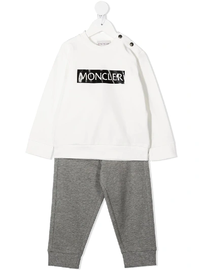 Shop Moncler Logo Two-piece Tracksuit Set In White