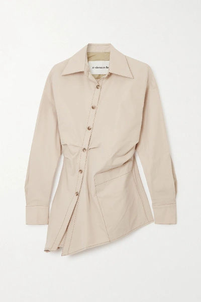 Shop Andersson Bell Ryley Asymmetric Cotton-blend Shirt In Sand