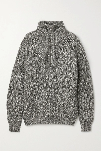 Shop Isabel Marant Étoile Myclan Ribbed Cotton-blend Sweater In Gray