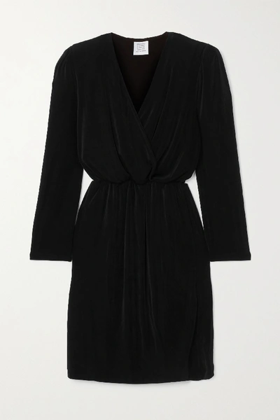 Shop Vetements Wrap-effect Plissé Stretch-crepe Mini Dress In Black