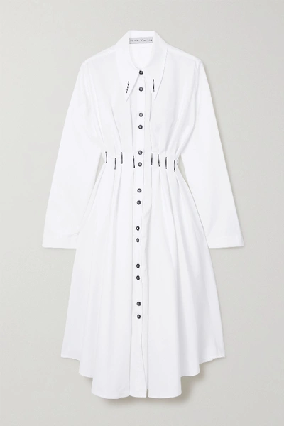 Shop Palmer Harding Escen Embroidered Cotton-piqué Shirt Dress In White