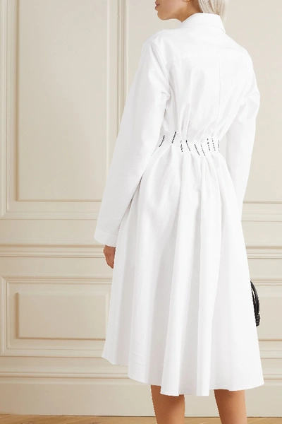 Shop Palmer Harding Escen Embroidered Cotton-piqué Shirt Dress In White