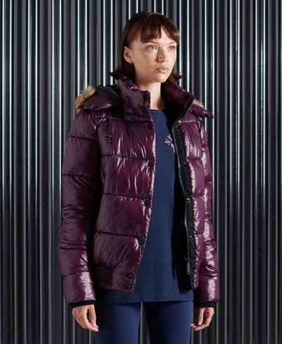 Shop Superdry Women's High Shine Toya Bomber Jacket Purple