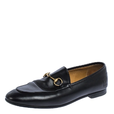 Pre-owned Gucci Black Leather Betis Glamour Loafers Size 38
