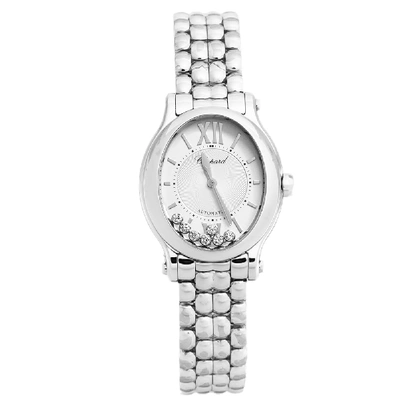 Pre-owned Chopard Silver Stainless Steel Diamond Happy Sport 8602 Women's Wristwatch 30 Mm