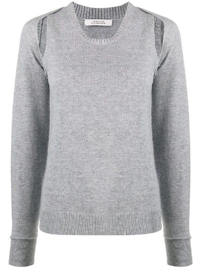 Shop Dorothee Schumacher Off-shoulder Fine Knit Jumper In Grey