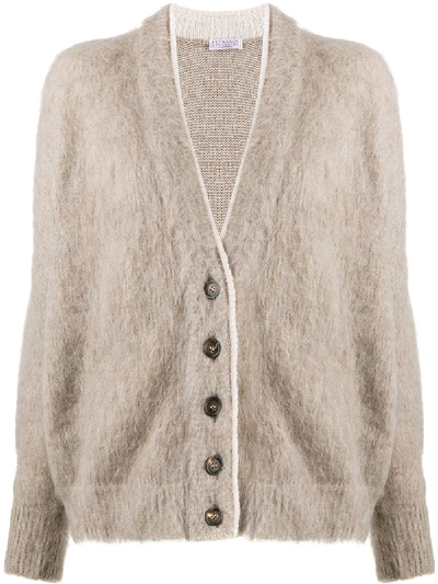 Shop Brunello Cucinelli Buttoned V-neck Cardigan In Neutrals