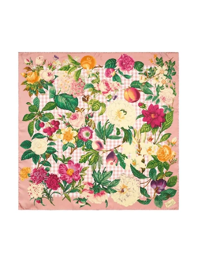 Shop Gucci Flowers And Fruits Scarf In Pink