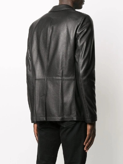 Shop Ajmone Long-sleeve Leather Blazer In Black